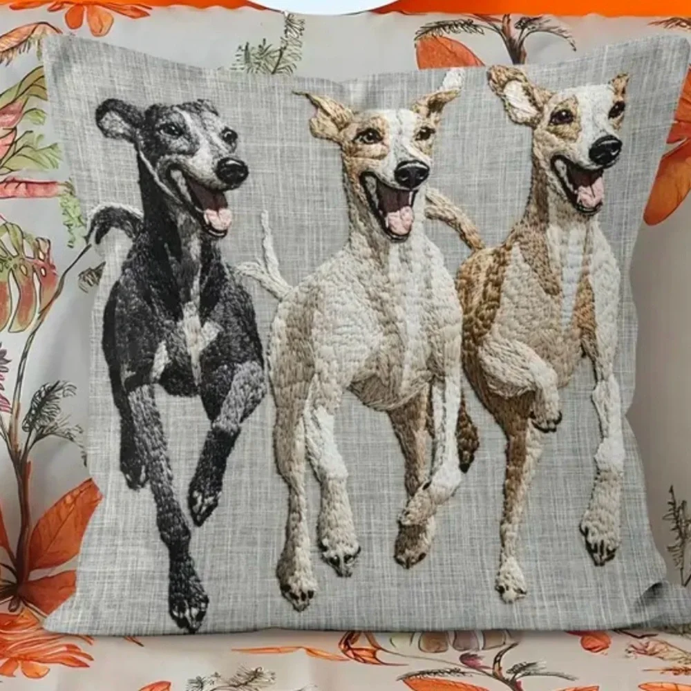 New Throw Pillow Cover Greyhound IG Sighthound Whippet Dog 18x18